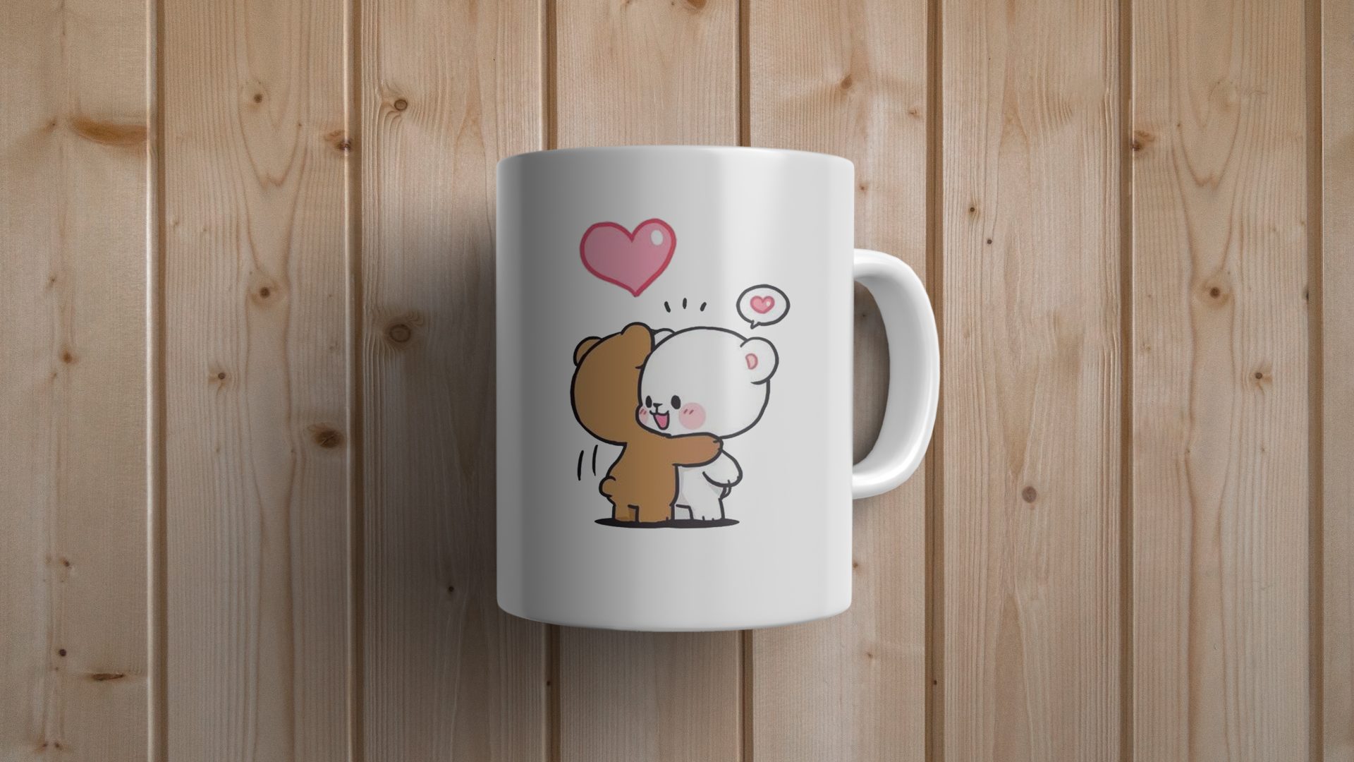 Taza con osos abrazándose